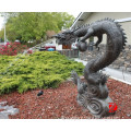 metal dragon garden fountain in bronze